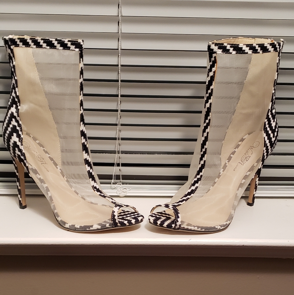 Black & White Mesh Booties